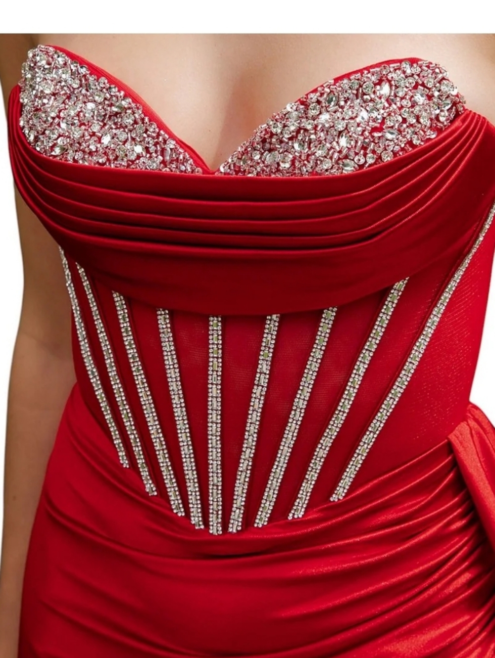 Cinderella Couture Strapless Sweetheart Neck Rhinestone Corseted Lace Up Back